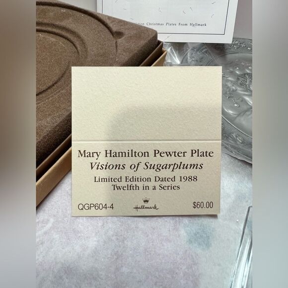 Vintage 1988 Hallmark Visions of Sugarplums Pewter Plate Ltd  Edition in Box 6" - Picture 7 of 8